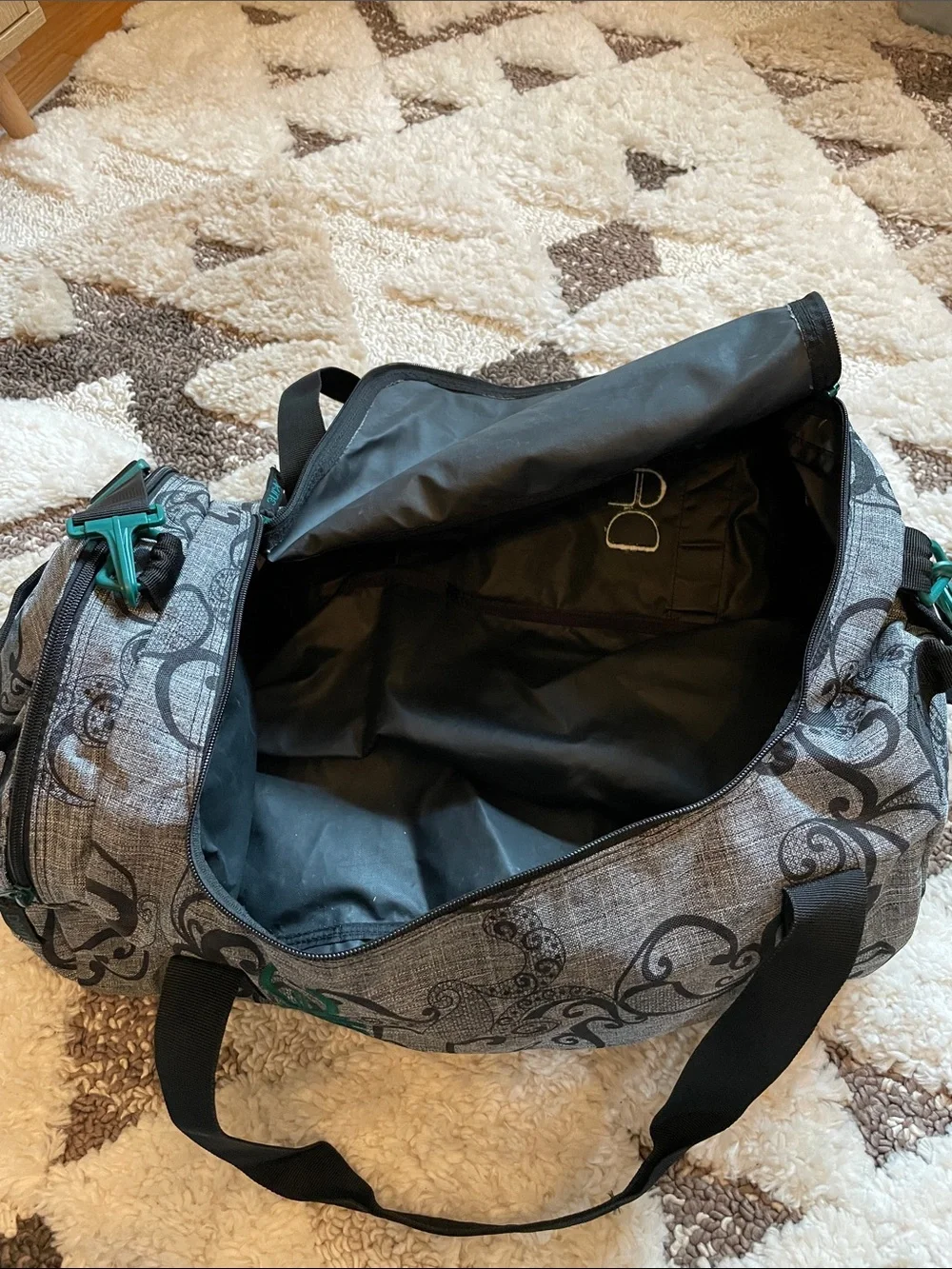 Damien Duffel Bag - Gray with black swirl pattern